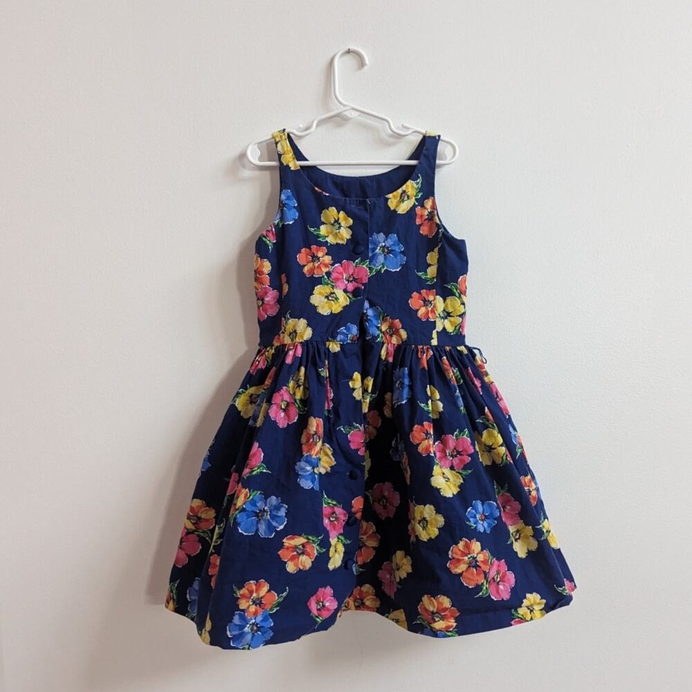 Polo Ralph Lauren Dress Girls Sz 8 Navy Floral - Picture 4 of 5
